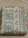 Indiehaat | Ghicha Tussar Madhubani Silk Saree Beige
