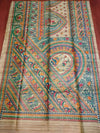 Indiehaat | Ghicha Tussar Madhubani Silk Saree Beige