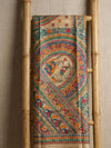 Indiehaat | Ghicha Tussar Madhubani Silk Saree Beige