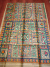 Indiehaat | Ghicha Tussar Madhubani Silk Saree Beige