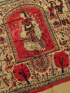 Indiehaat | Ghicha Tussar Madhubani Silk Saree Beige