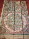 Indiehaat | Ghicha Tussar Madhubani Silk Saree Beige