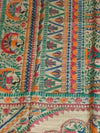 Indiehaat | Ghicha Tussar Madhubani Silk Saree Beige