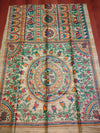 Indiehaat | Ghicha Tussar Madhubani Silk Saree Beige
