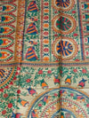 Indiehaat | Ghicha Tussar Madhubani Silk Saree Beige
