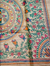 Indiehaat | Ghicha Tussar Madhubani Silk Saree Beige