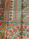 Indiehaat | Ghicha Tussar Madhubani Silk Saree Beige