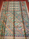 Indiehaat | Ghicha Tussar Madhubani Silk Saree Beige