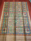 Indiehaat | Ghicha Tussar Madhubani Silk Saree Beige