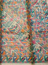 Indiehaat | Ghicha Tussar Madhubani Silk Saree Beige