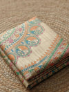 Indiehaat | Ghicha Tussar Madhubani Silk Saree Beige