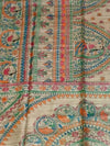 Indiehaat | Ghicha Tussar Madhubani Silk Saree Beige