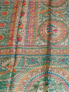 Indiehaat | Ghicha Tussar Madhubani Silk Saree Beige