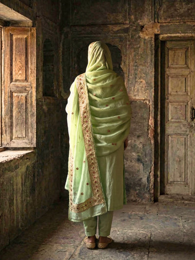 Indiehaat | Kota Doria Gota Patti Suit Green