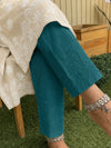 Indiehaat | Pure Cotton Chikankari Stretchable Pants Green