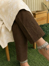 Indiehaat | Pure Cotton Chikankari Stretchable Pants Brown