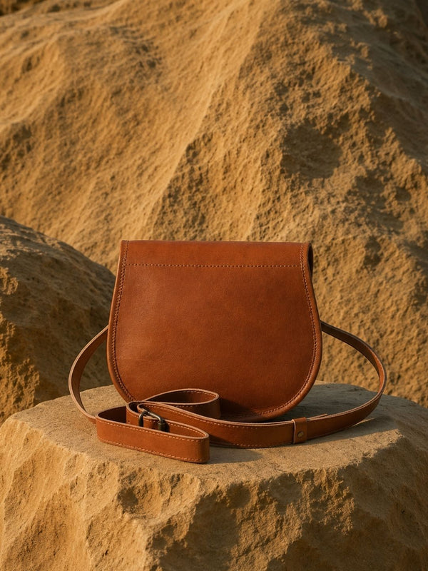 Indiehaat | Pure Leather Matka Sling Bag Walnut Brown