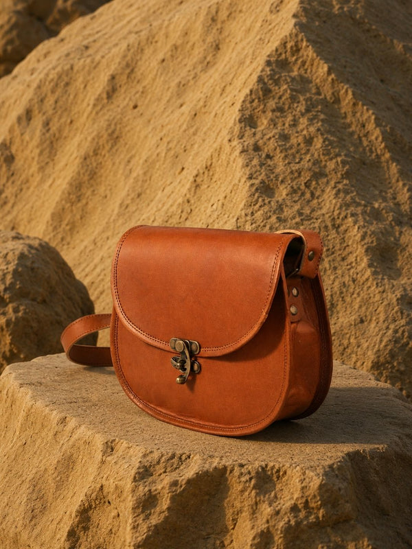 Indiehaat | Pure Leather Matka Sling Bag Walnut Brown