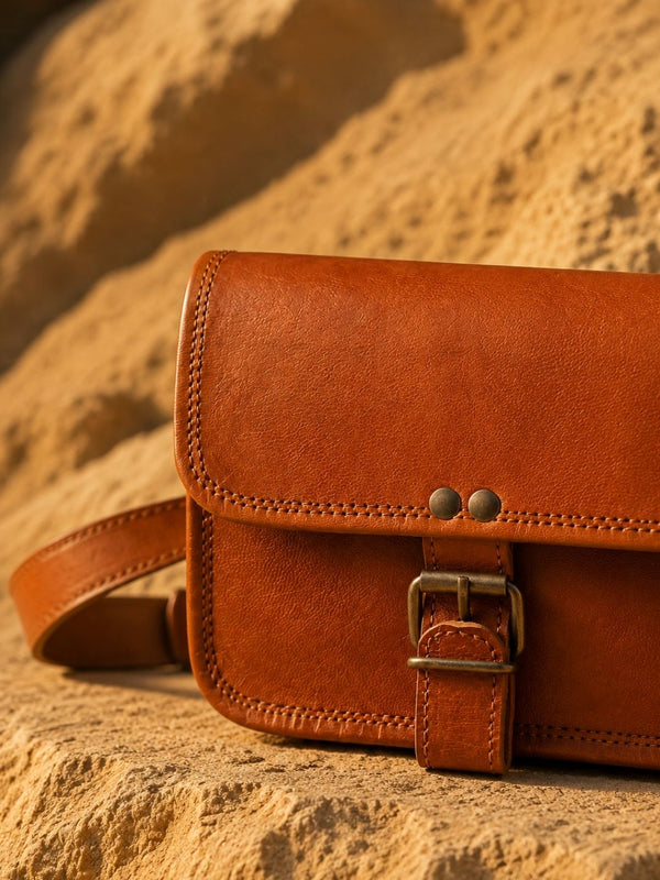 Indiehaat | Pure Leather Small Sling Bag Chestnut Brown