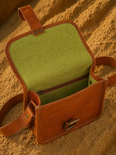 Indiehaat | Pure Leather Small Sling Bag Chestnut Brown
