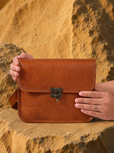 Indiehaat | Pure Leather Sling Bag Mahogany Brown