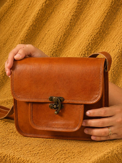 Indiehaat | Pure Leather Sling Bag (Pocket) Brown