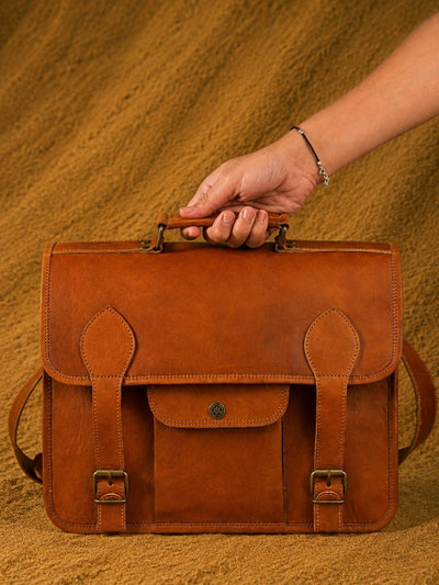 Indiehaat | Pure Leather Laptop Bag Earth Brown