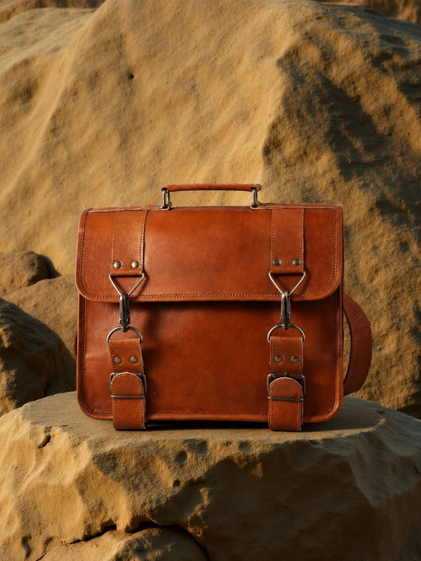 Indiehaat | Pure Leather Laptop Bag Saddle Brown