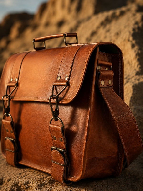 Indiehaat | Pure Leather Laptop Bag Saddle Brown