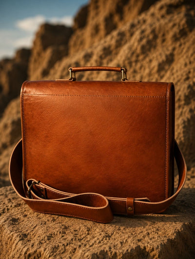 Indiehaat | Pure Leather Laptop Bag Saddle Brown