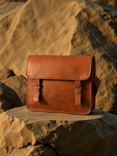 Zariya Pure Leather Laptop Bag Mahogany Brown
