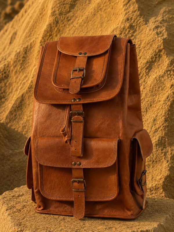 Indiehaat | Pure Leather Backpack Amber Brown