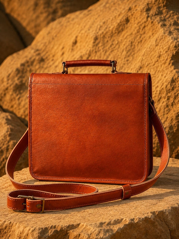 Indiehaat | Pure Leather Messenger Bag Espresso Brown
