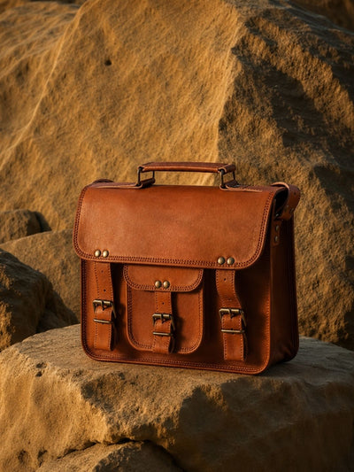 Indiehaat | Pure Leather Messenger Bag Saddle Brown