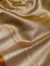 Indiehaat | Yellow Mashru Katan Silk Saree | Brocade
