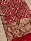 Indiehaat | Red Mashru Katan Silk Saree | Brocade