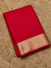 Indiehaat | Red Mashru Katan Silk Saree | Brocade