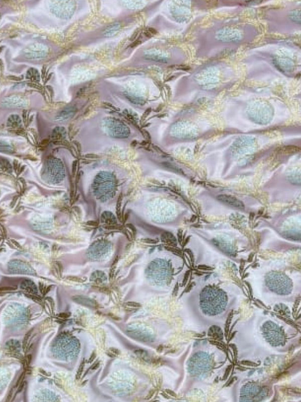 Indiehaat | Pink Mashru Katan Silk Saree | Brocade