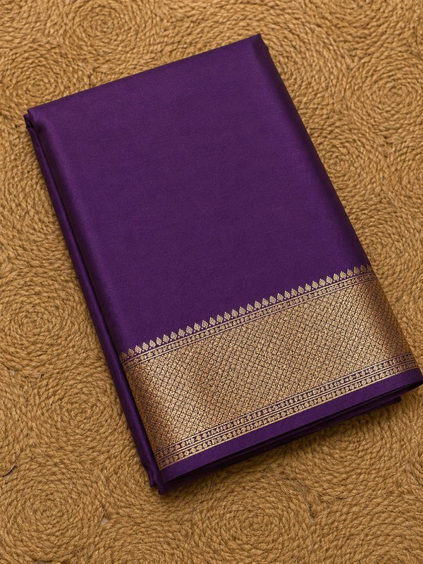 Indiehaat | Violet Mashru Katan Silk Saree | Brocade