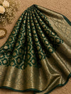 Indiehaat | Green Mashru Katan Silk Saree | Brocade
