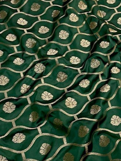 Indiehaat | Green Mashru Katan Silk Saree | Brocade