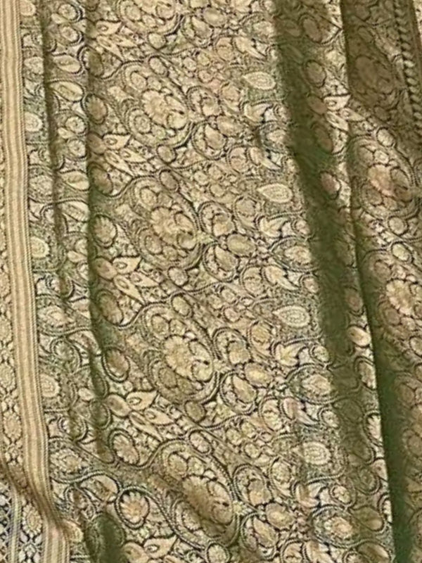 Indiehaat | Green Mashru Katan Silk Saree | Brocade