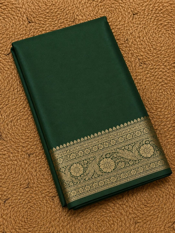 Indiehaat | Green Mashru Katan Silk Saree | Brocade