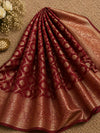 Indiehaat | Red Mashru Katan Silk Saree | Brocade