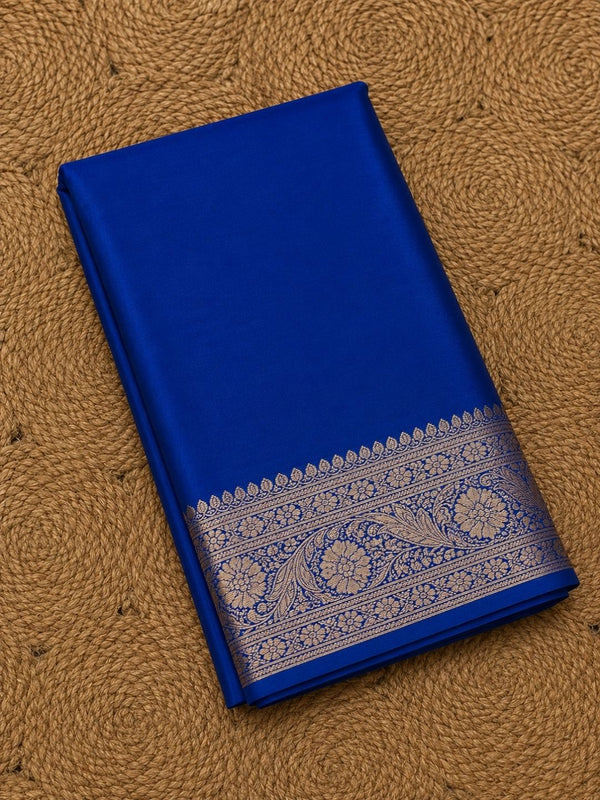 Indiehaat | Blue Mashru Katan Silk Saree | Brocade
