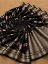 Indiehaat | Black Mina Mashru Katan Silk Saree | Meenakari