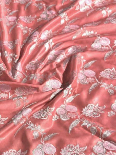 Indiehaat | Peach Mina Mashru Katan Silk Saree | Meenakari