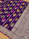 Indiehaat | Purple Mina Mashru Katan Silk Saree | Meenakari