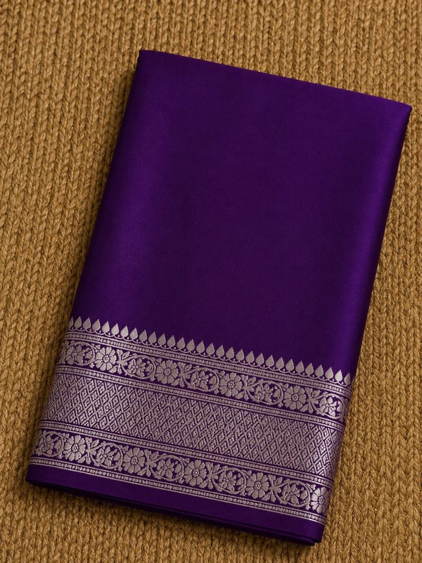 Indiehaat | Purple Mina Mashru Katan Silk Saree | Meenakari