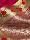 Indiehaat | Pink Mina Mashru Katan Silk Saree | Meenakari